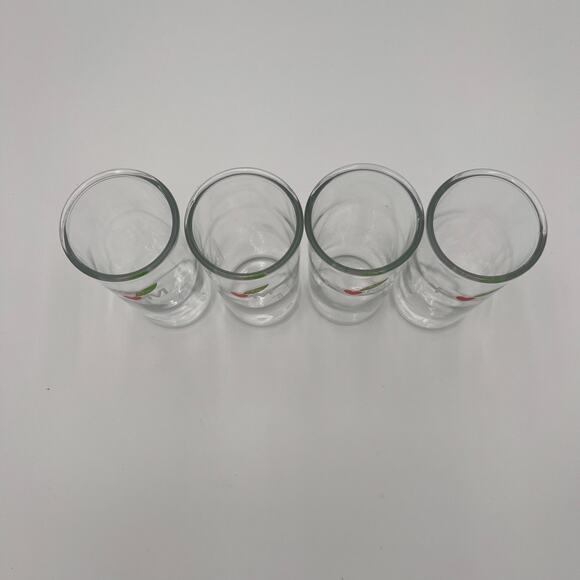 POM Drinking Glasses Set of 4 Clear Tall Logo Leaf Heart 6.5 in Collector - Picture 6 of 10